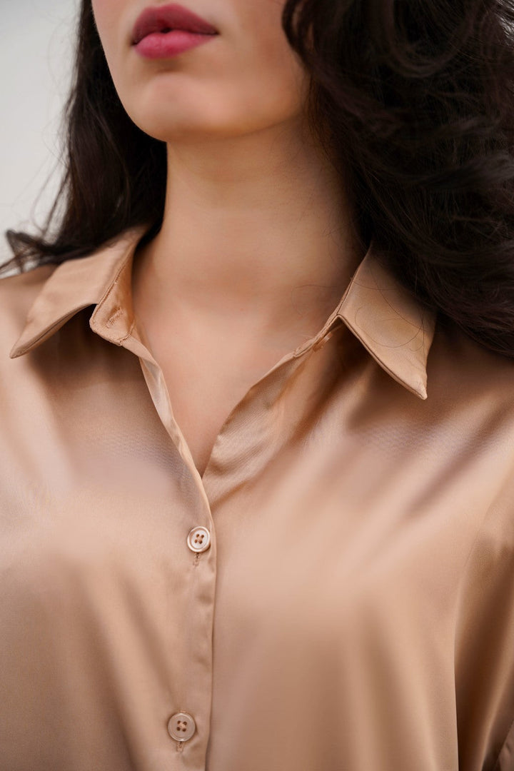 BEIGE BASIC SILK SHIRT