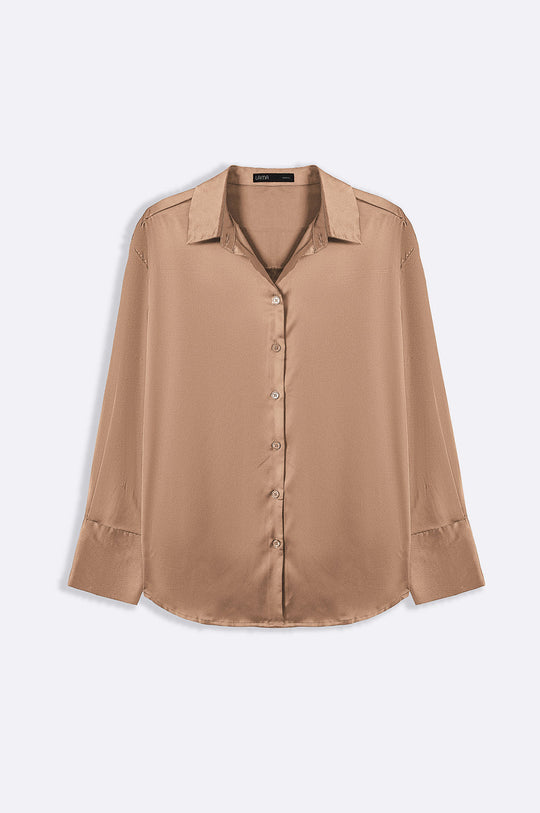 BEIGE BASIC SILK SHIRT