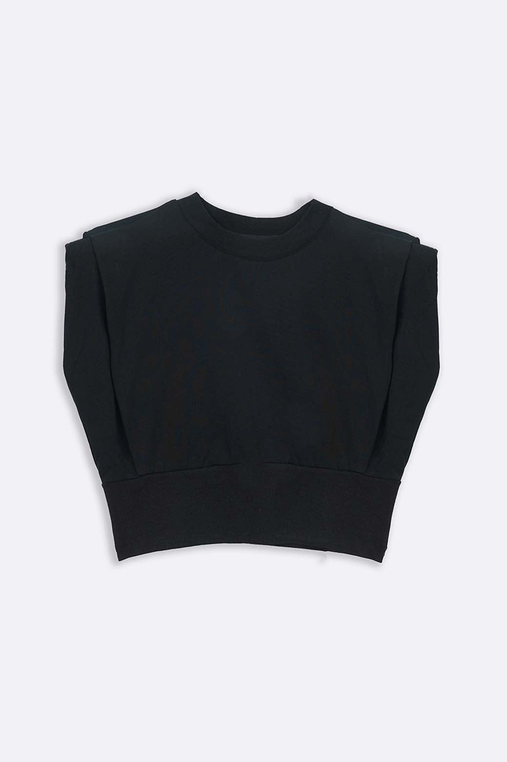 BLACK CROPPED SHOULDER T-SHIRT