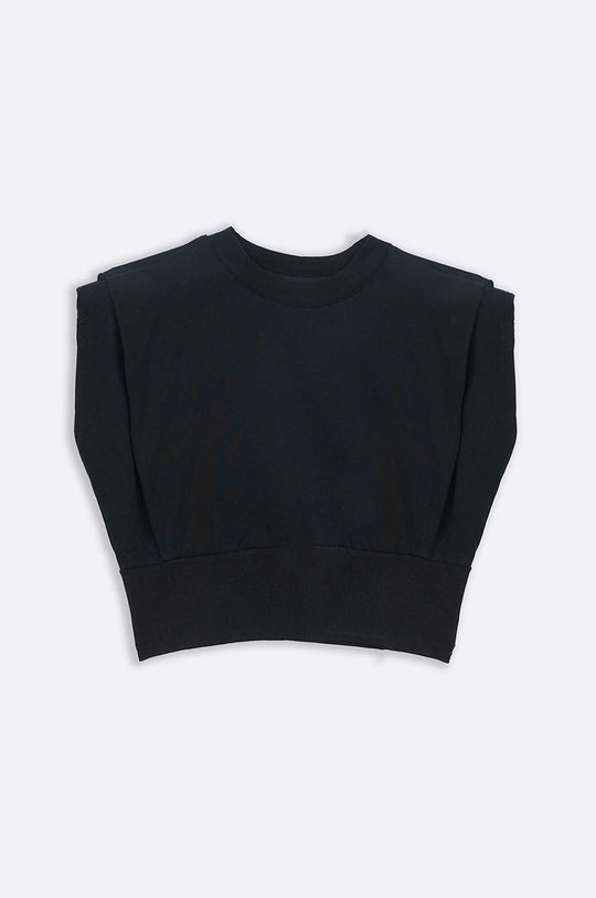 BLACK CROPPED SHOULDER T-SHIRT