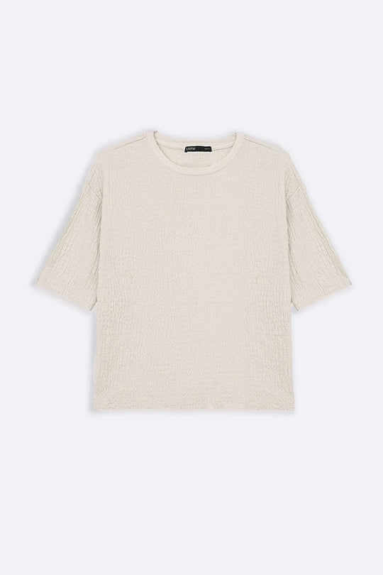 OFF WHITE TEXTURED STRETCHY TOP
