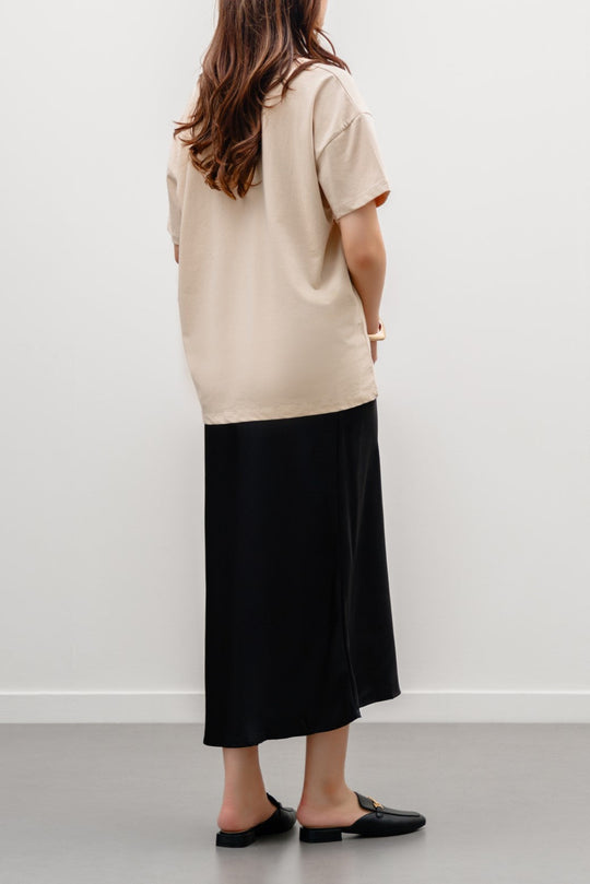 BEIGE OVERSIZED T-SHIRT WITH PRINT