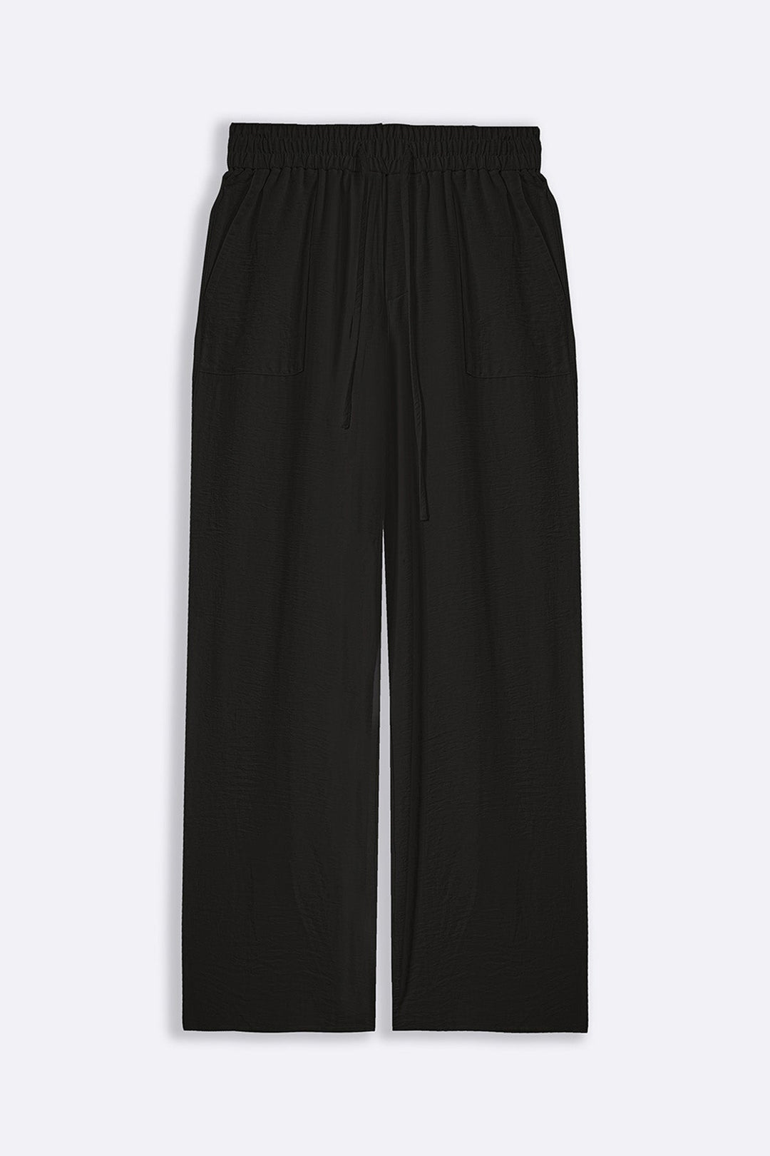 BLACK SLINKY WIDE LEG PANTS