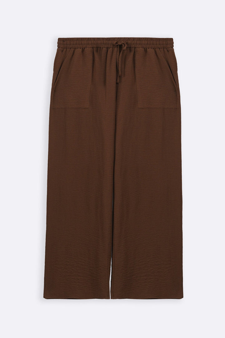 BROWN SLINKY WIDE LEG PANTS