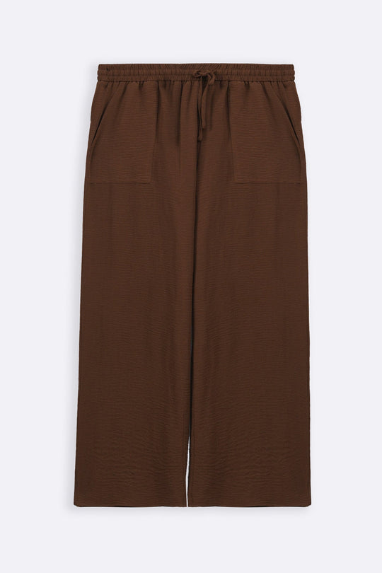 BROWN SLINKY WIDE LEG PANTS