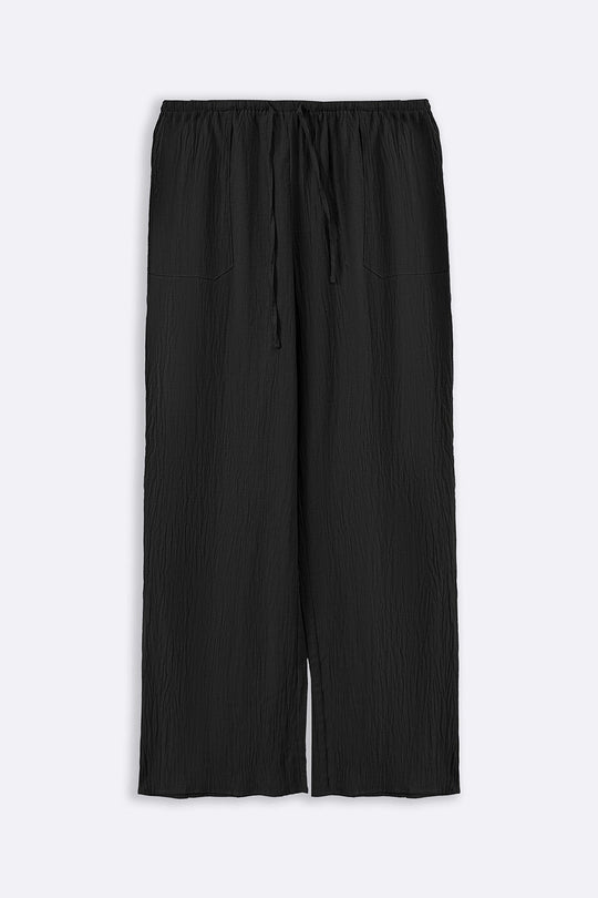 BLACK FEATHER COTTON PANTS