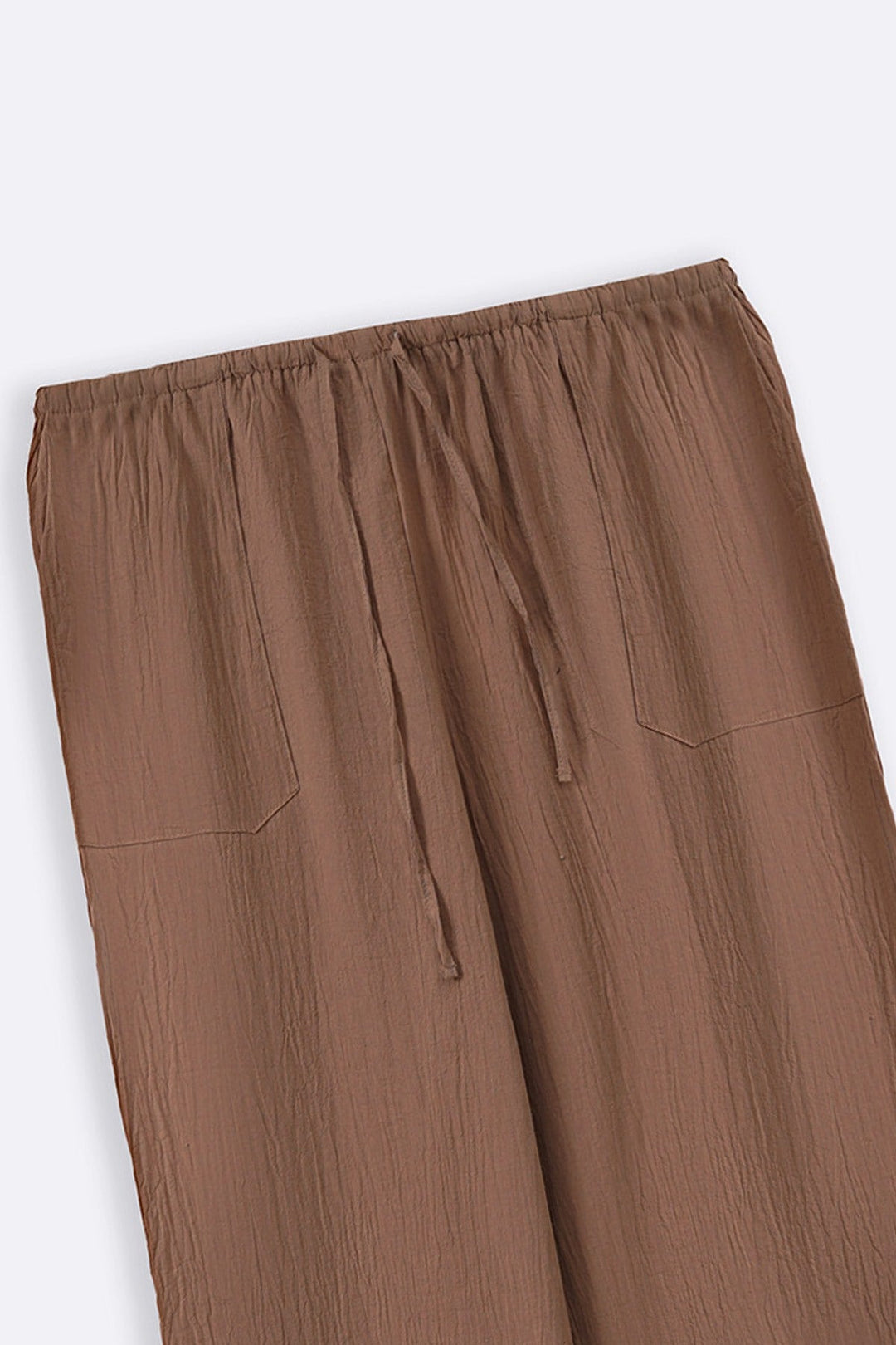 BROWN FEATHER COTTON PANTS
