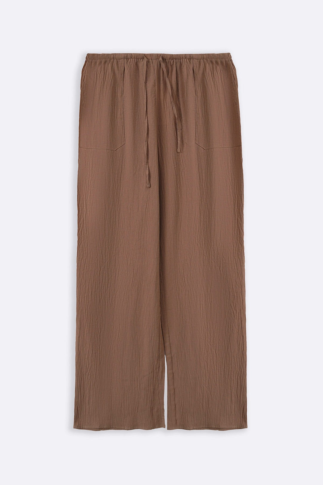 BROWN FEATHER COTTON PANTS