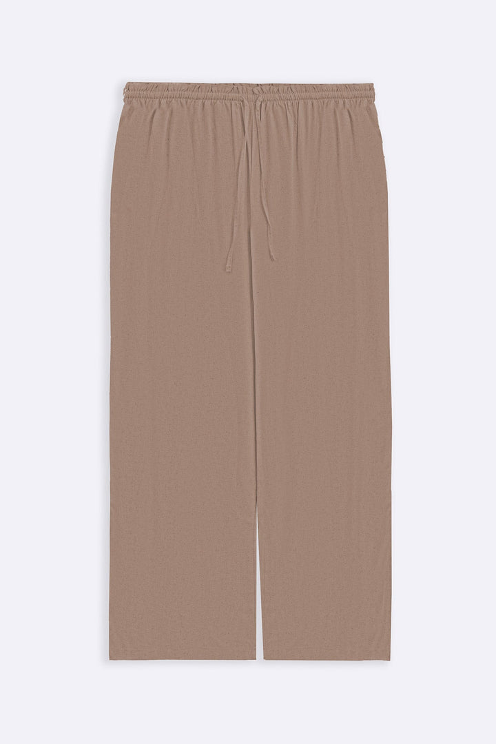 BEIGE LINEN EASY TROUSERS