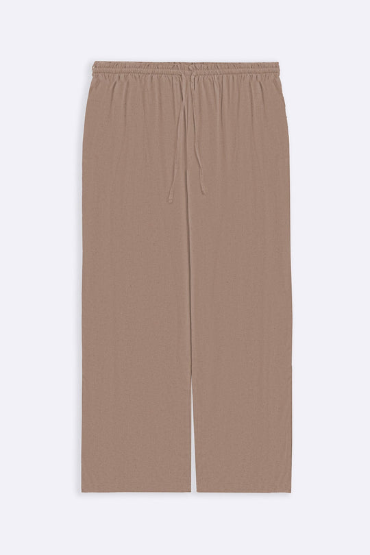 BEIGE LINEN EASY TROUSERS