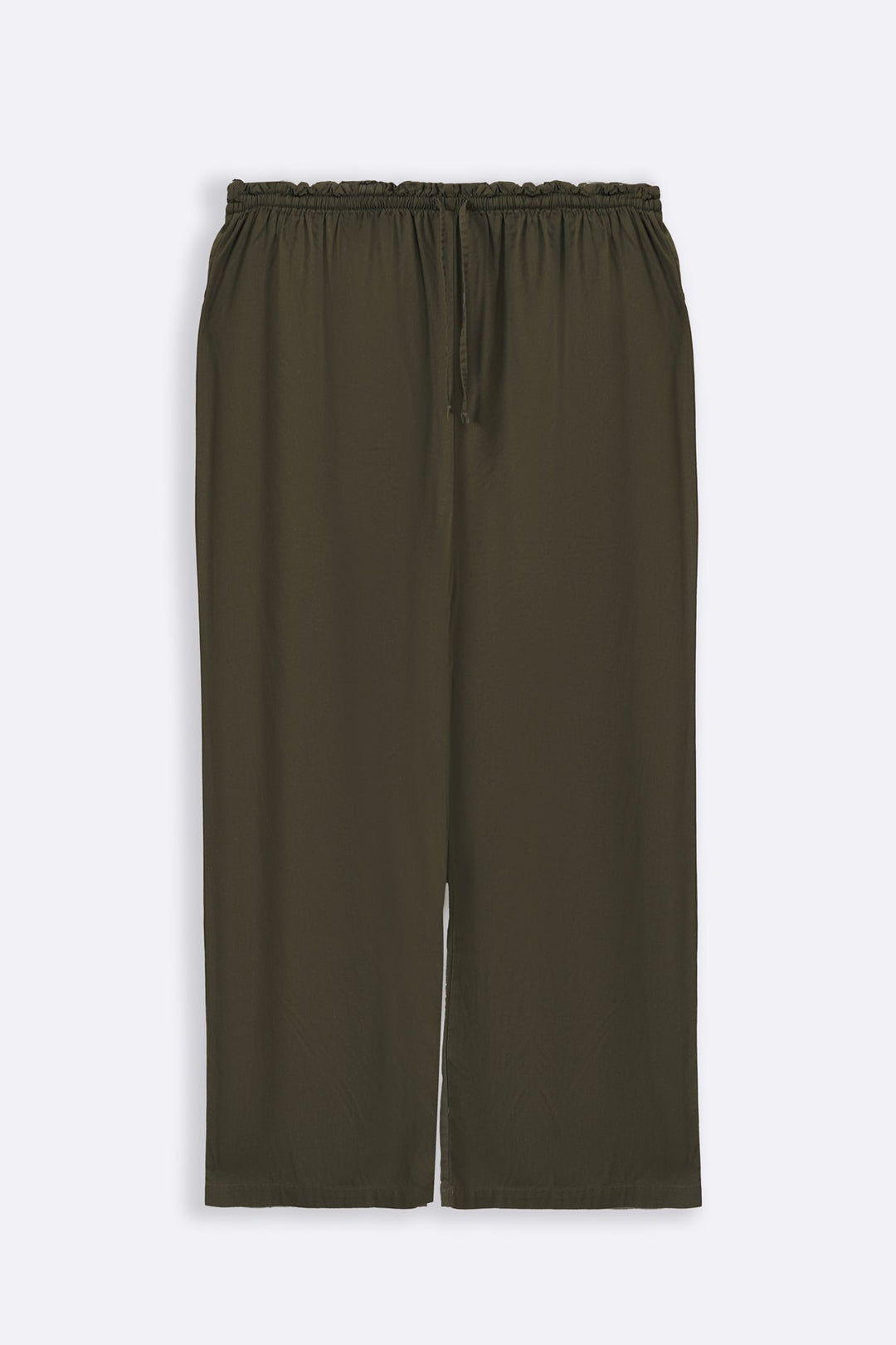 OLIVE LINEN EASY TROUSERS