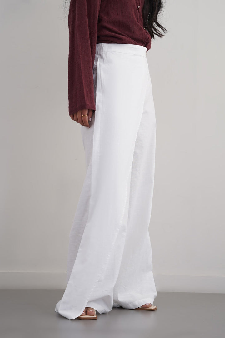 BROWN LINEN WRAP PANTS