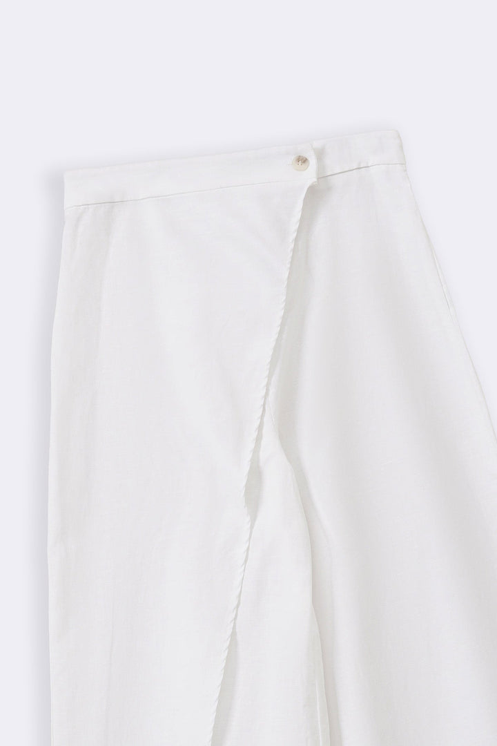 WHITE LINEN WRAP PANTS