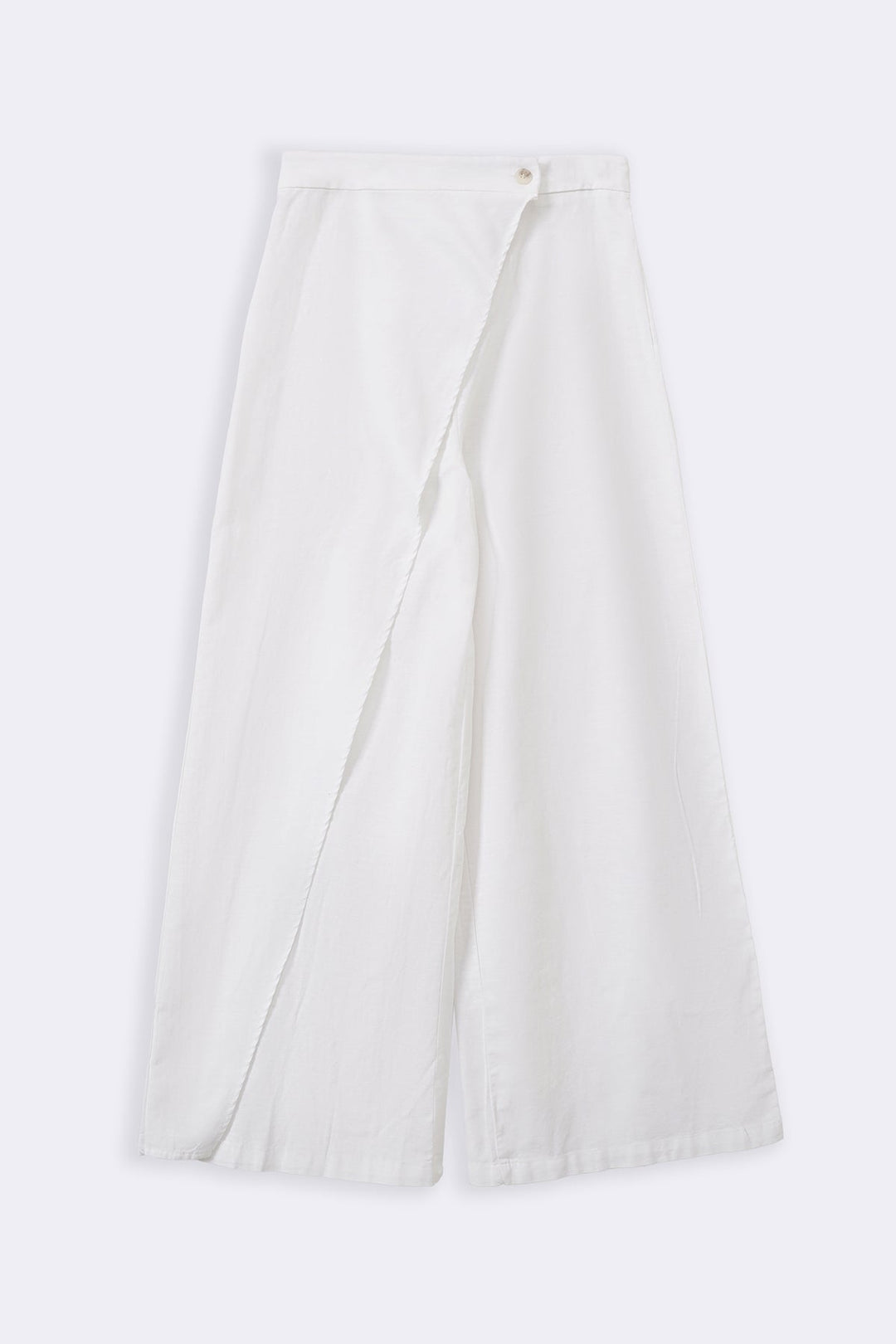 WHITE LINEN WRAP PANTS