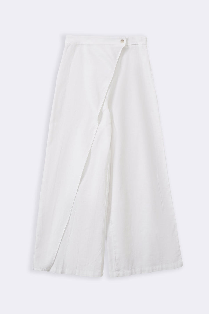 WHITE LINEN WRAP PANTS