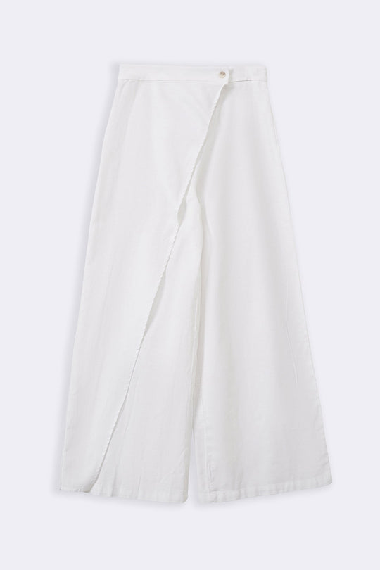 WHITE LINEN WRAP PANTS