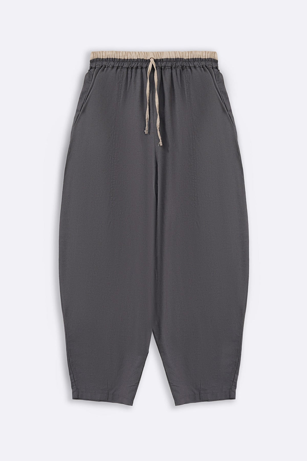 GREY EASY BARREL PANTS