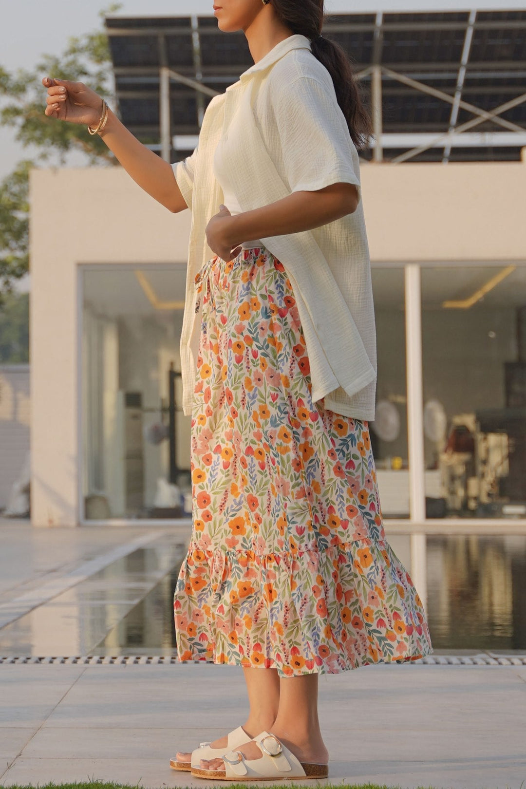 WHITE WILDFLOWER TIER SKIRT