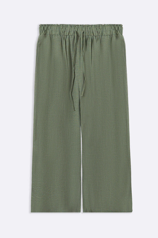 GREEN LINEN BLEND CULOTTES