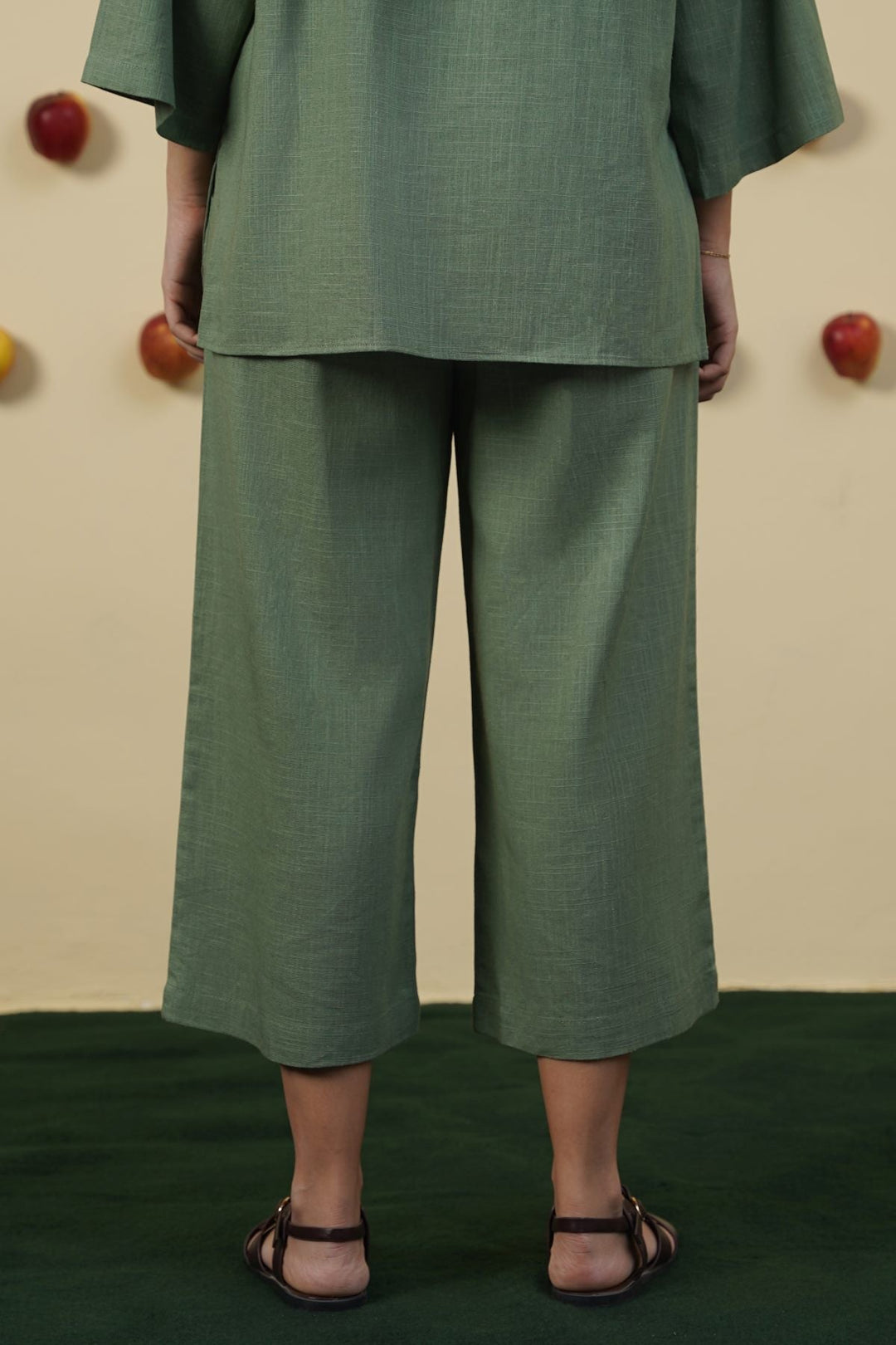 GREEN LINEN BLEND CULOTTES
