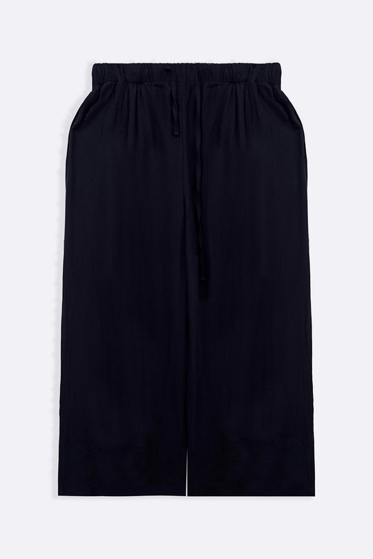 BLACK TEXTURED PALAZZO PANTS