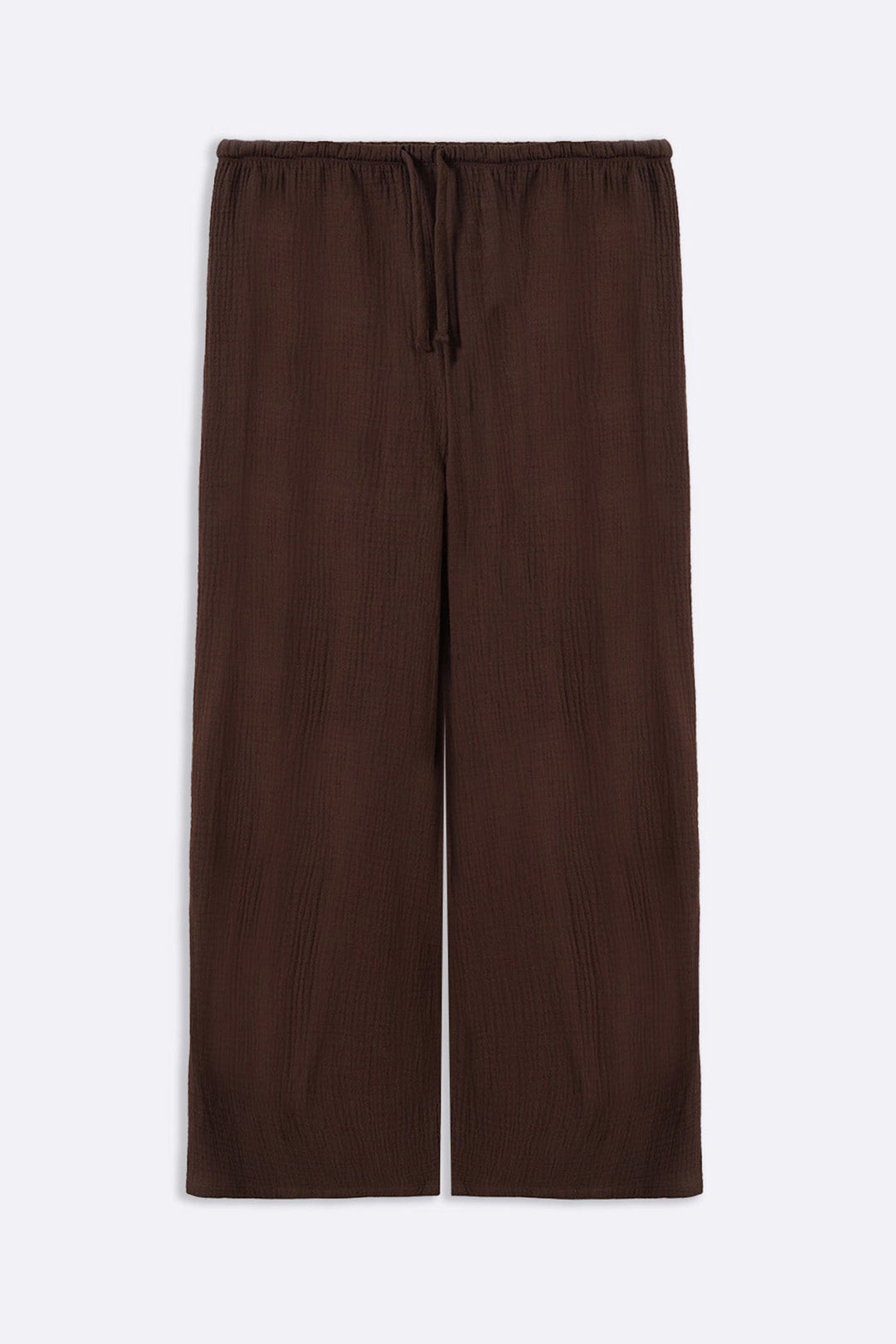 BROWN MUSLIN WIDE PANTS