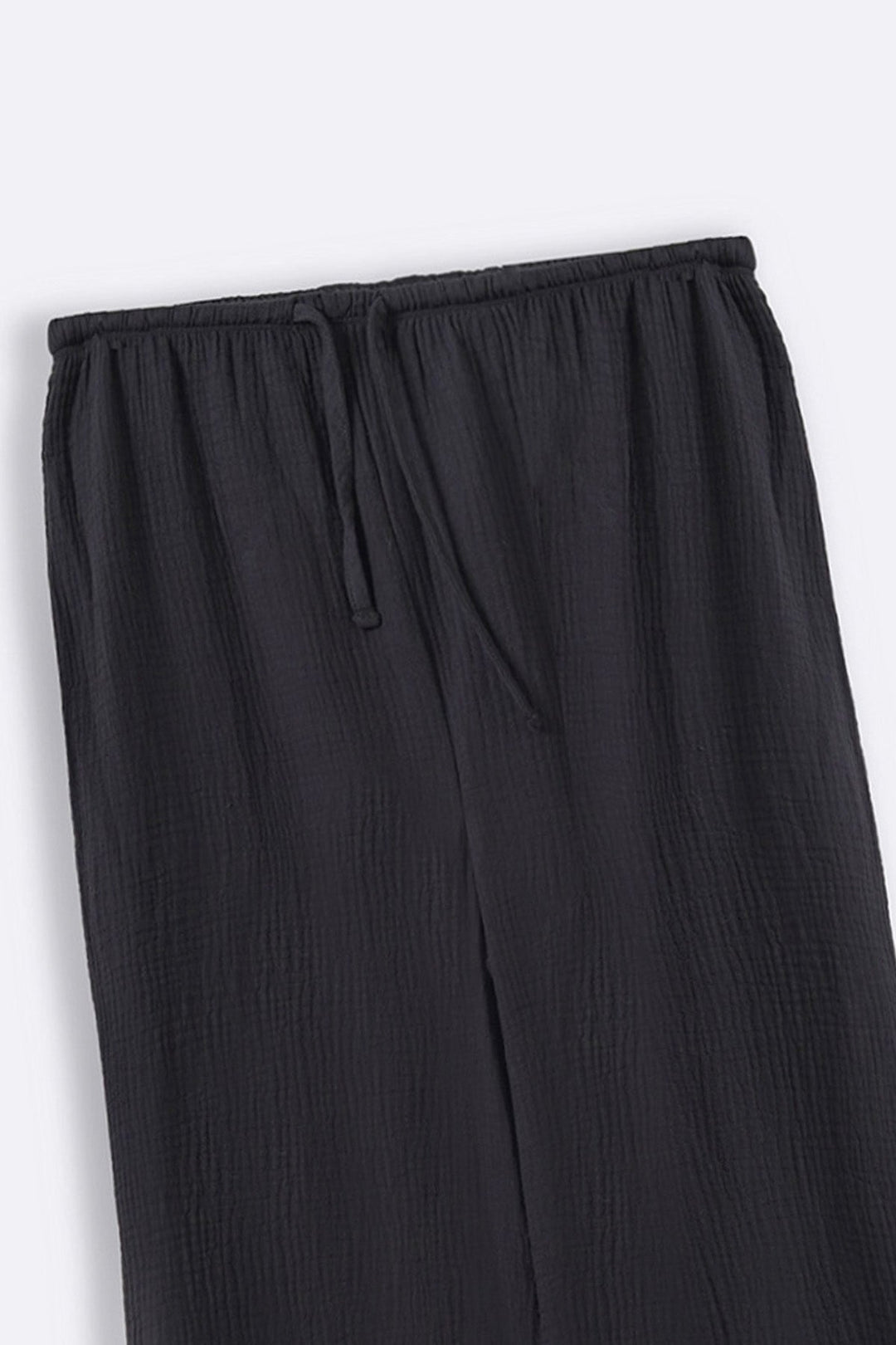 CHARCOAL MUSLIN WIDE PANTS