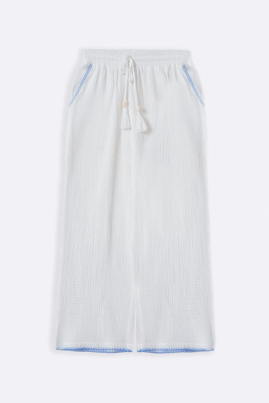 BLUE RESORT EMBROIDERED WIDE PANTS