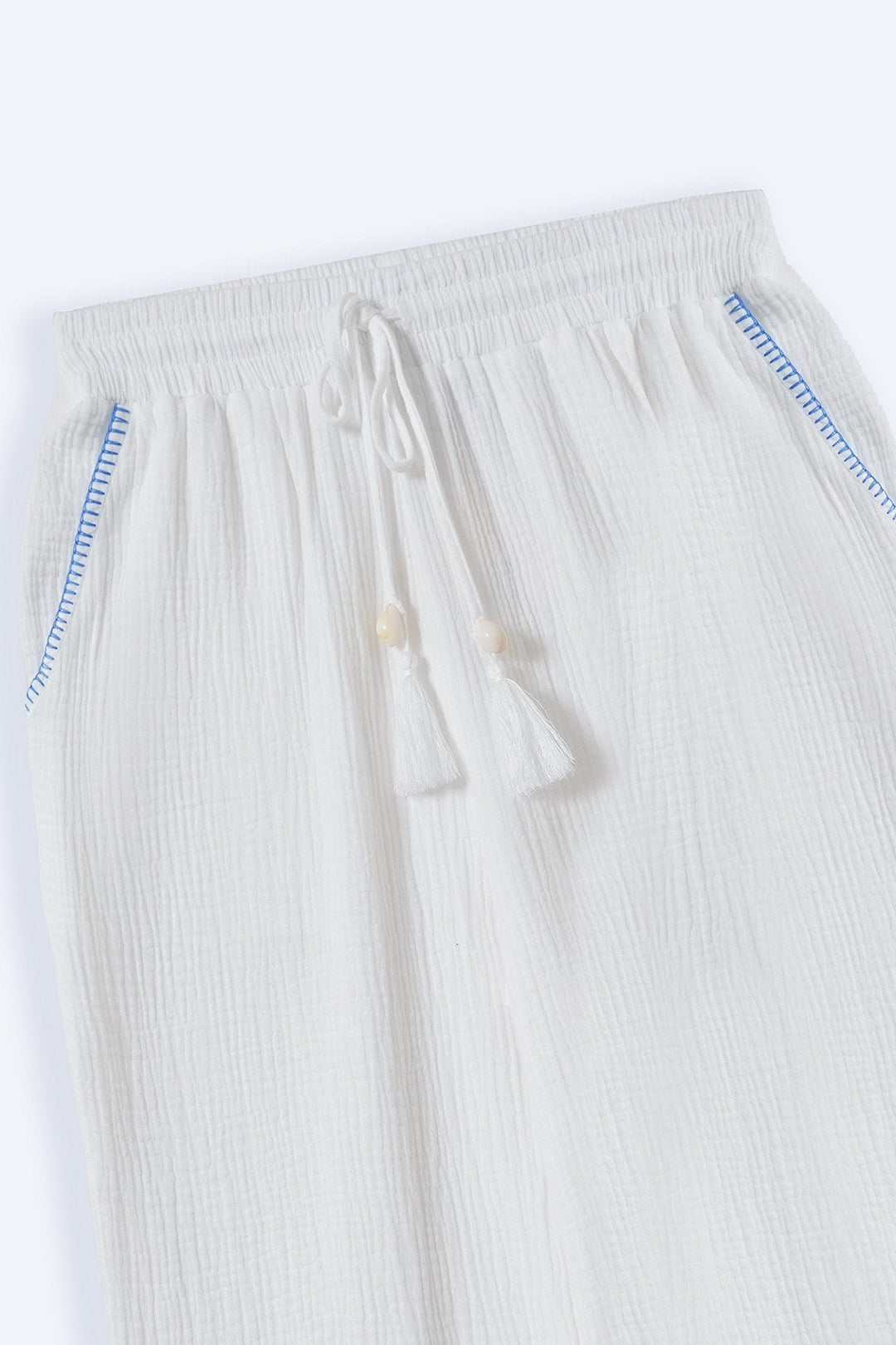 BLUE RESORT EMBROIDERED WIDE PANTS