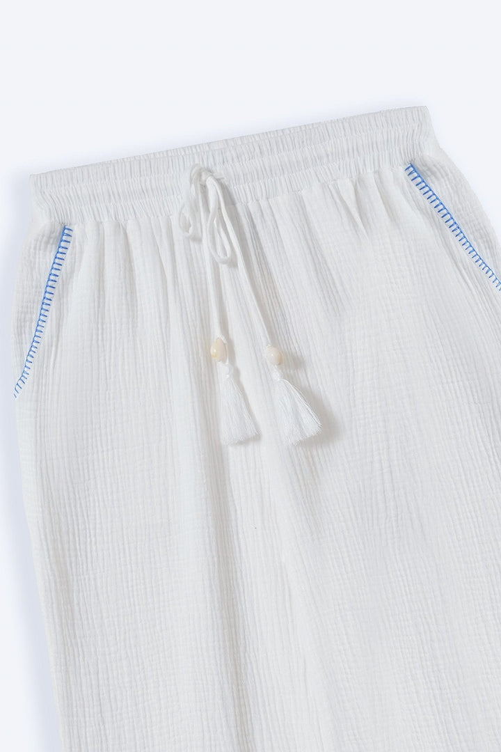BLUE RESORT EMBROIDERED WIDE PANTS