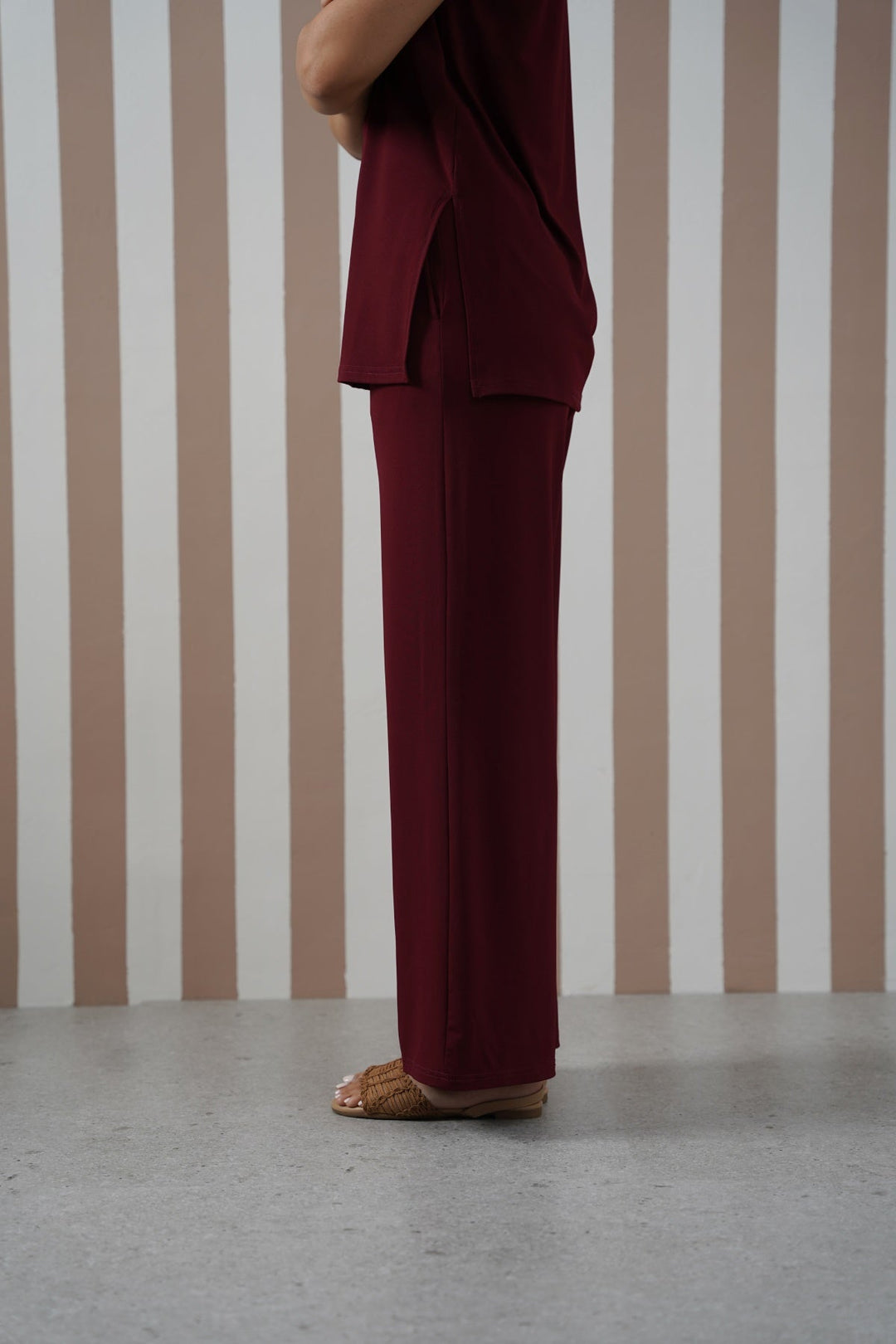 BURGUNDY OFF-DUTY STRAIGHT PANTS
