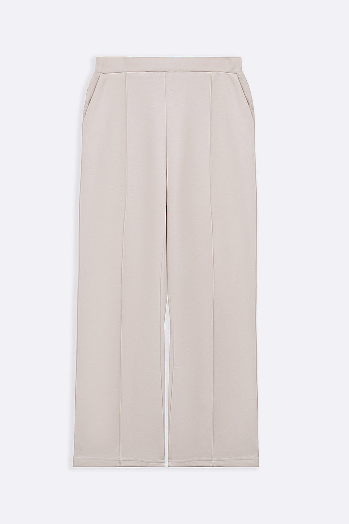BEIGE STRAIGHT LOOSE TROUSERS