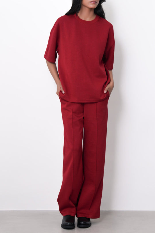 RED CHERRY-STRAIGHT PANTS