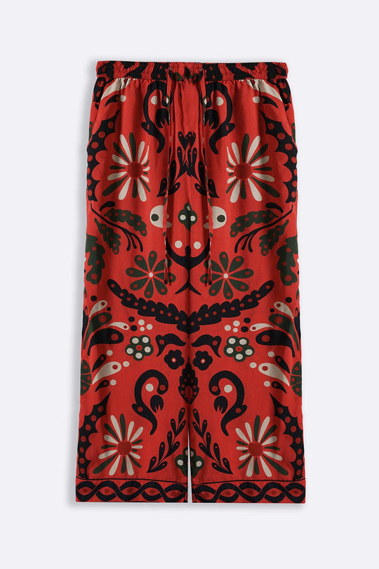 RED CRIMSON PRINTED PANTS