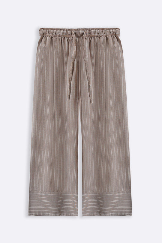 BEIGE STRIPED LINEN PANTS