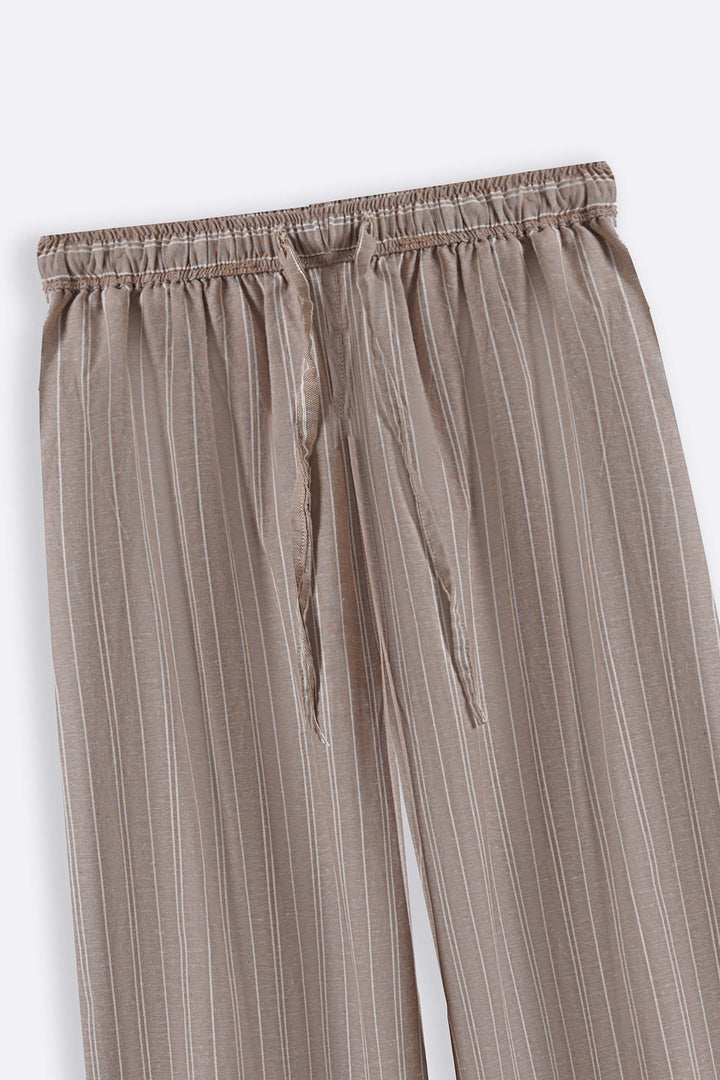 BEIGE STRIPED LINEN PANTS