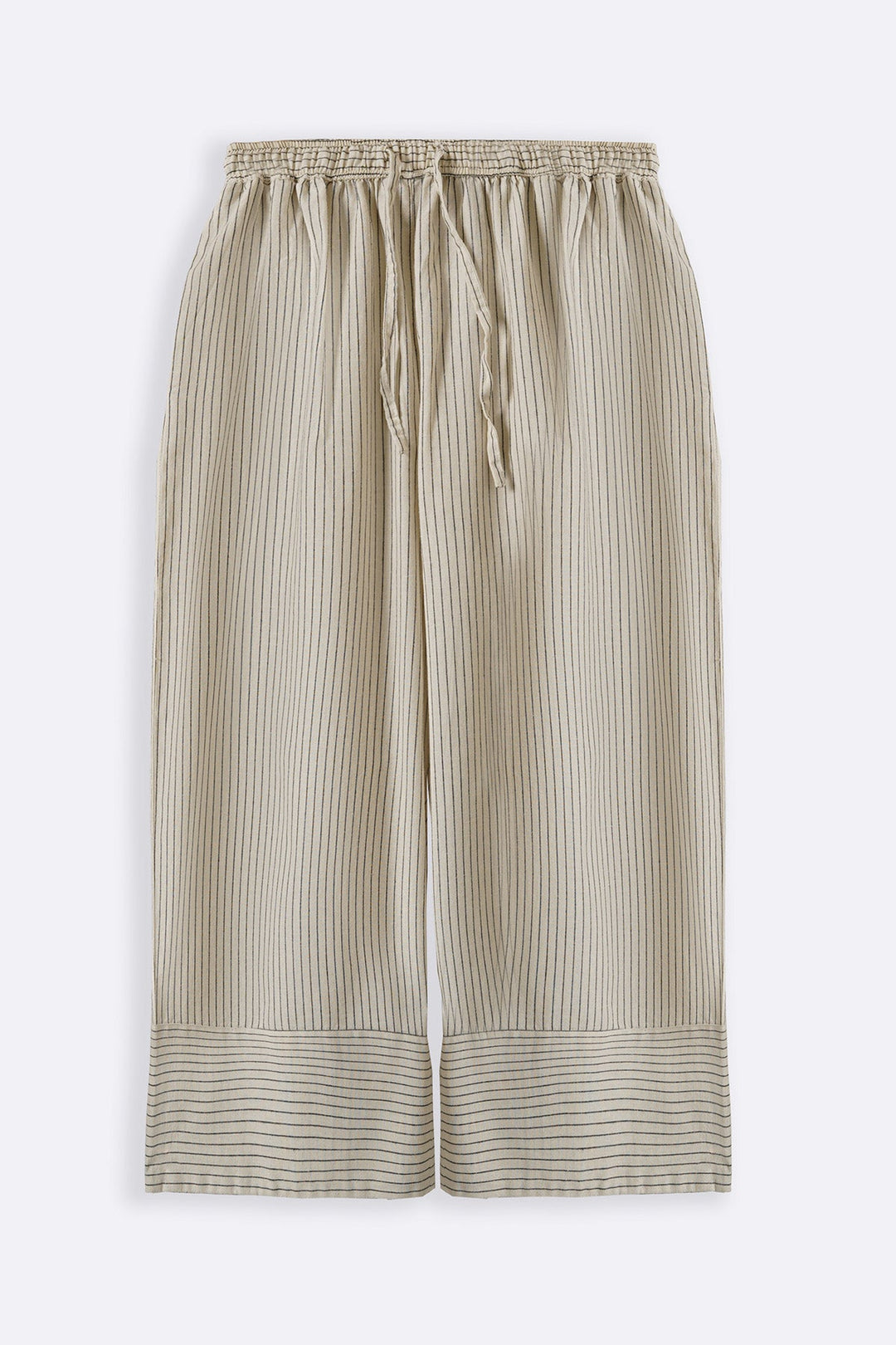 ECRU STRIPED LINEN PANTS