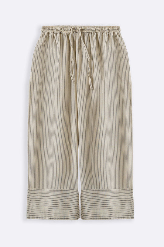 ECRU STRIPED LINEN PANTS