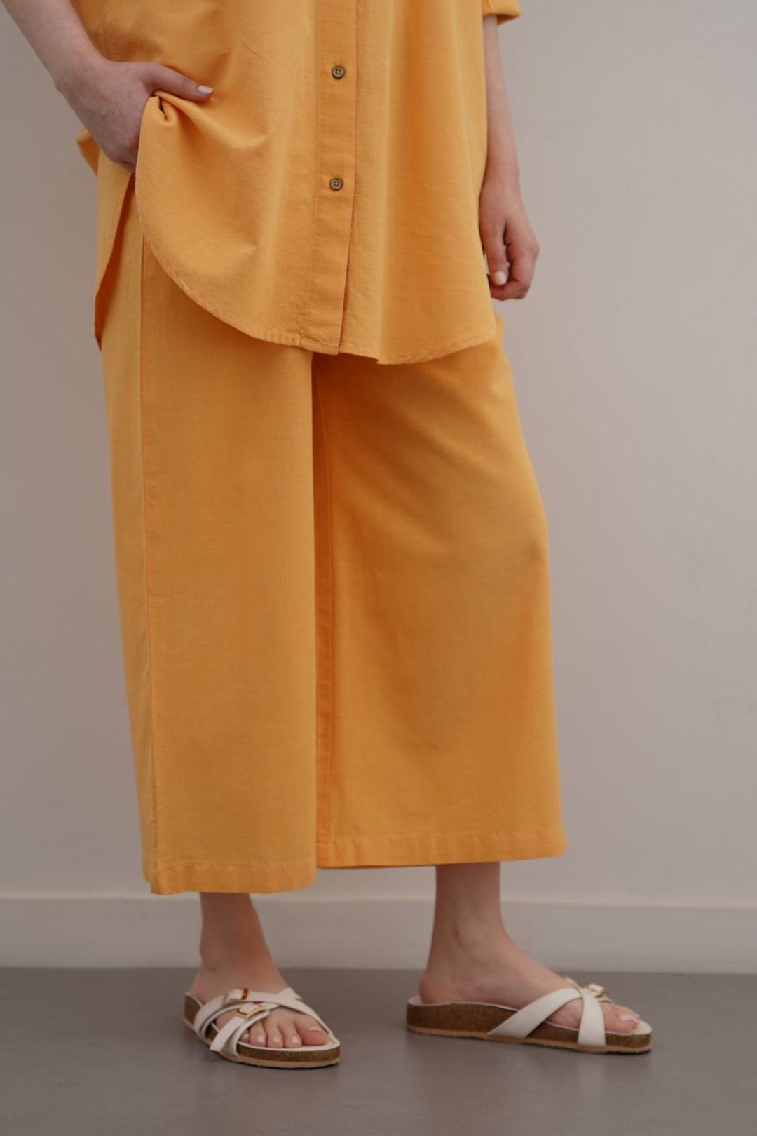 YELLOW ESSENTIAL COTTON CULOTTES