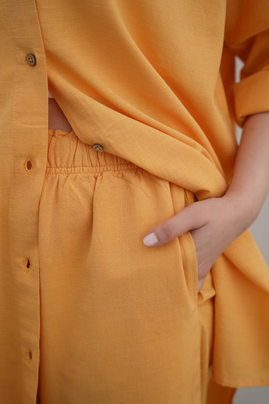 YELLOW ESSENTIAL COTTON CULOTTES