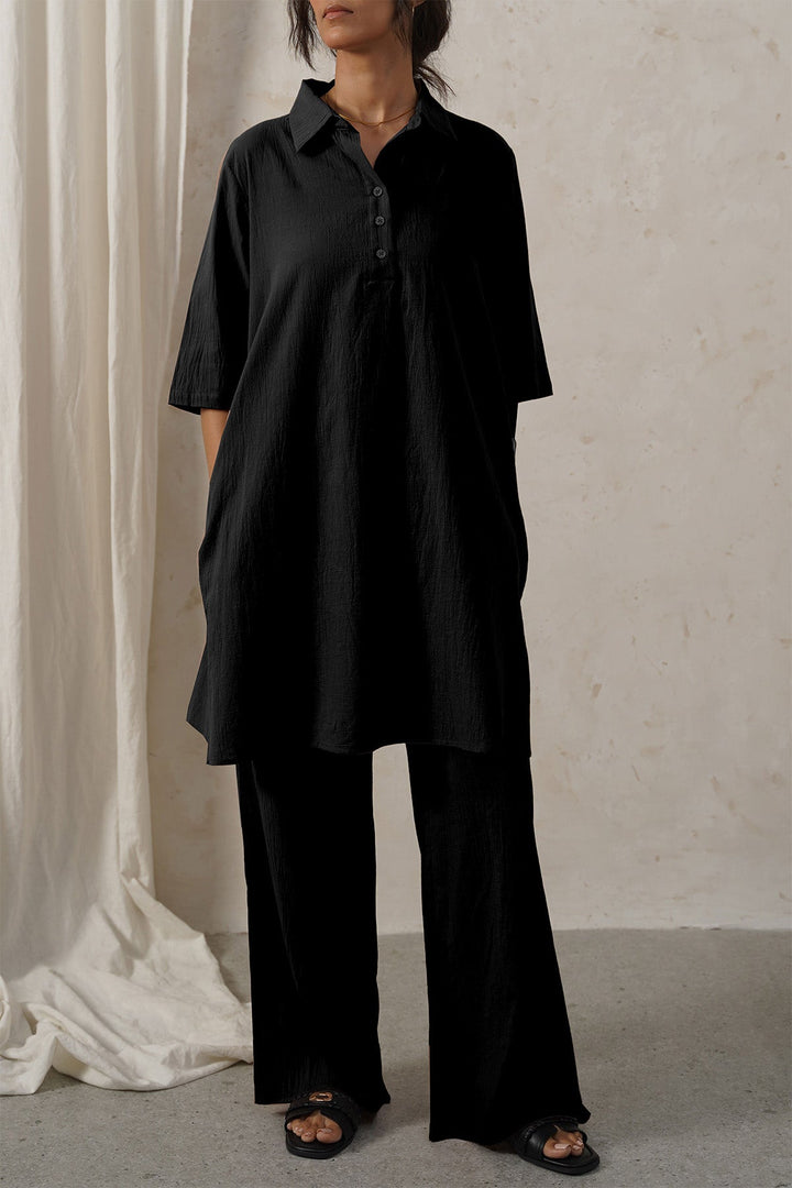 BLACK FEATHER COTTON KURTA-TUNIC