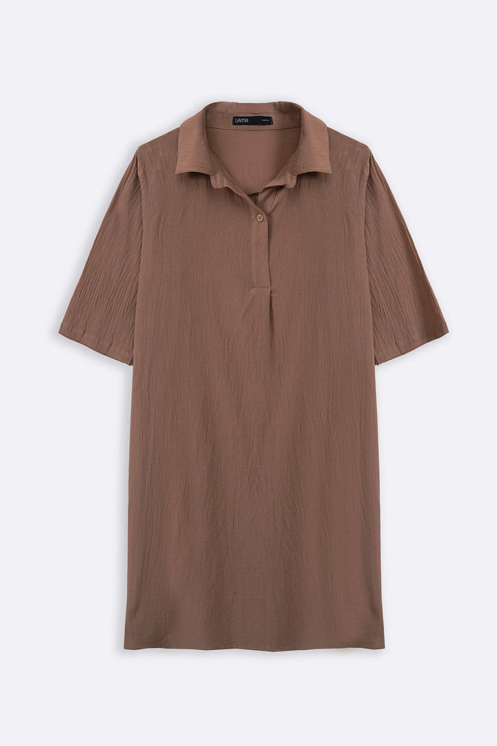 BROWN FEATHER COTTON KURTA-TUNIC