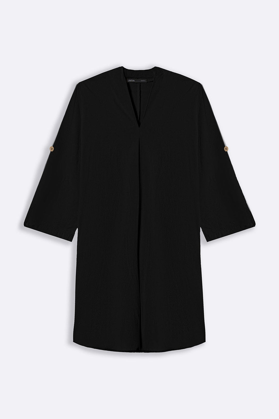 BLACK LINEN MIDI TUNIC