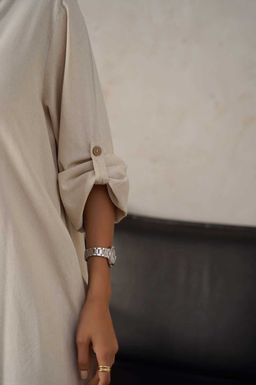 OFF WHITE LINEN MIDI TUNIC
