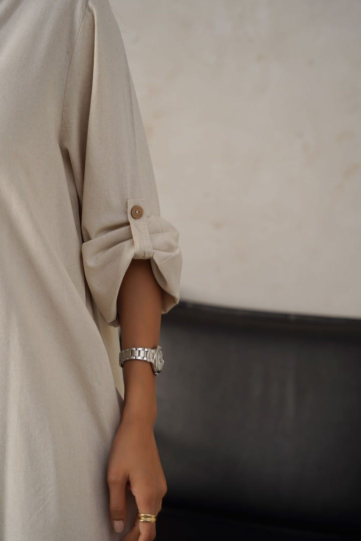 OFF WHITE LINEN MIDI TUNIC