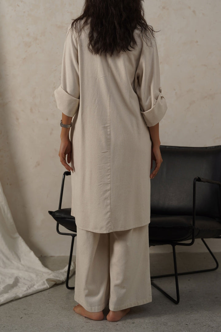 OFF WHITE LINEN MIDI TUNIC