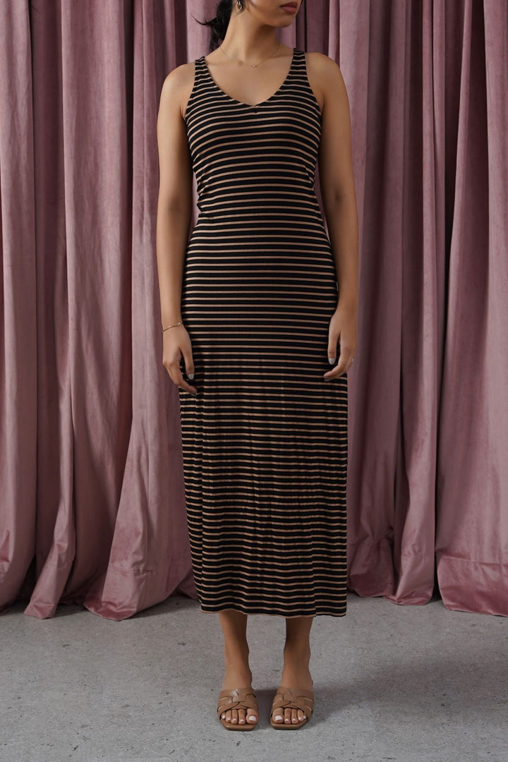 BLACK STRIPED SUMMER DRESS
