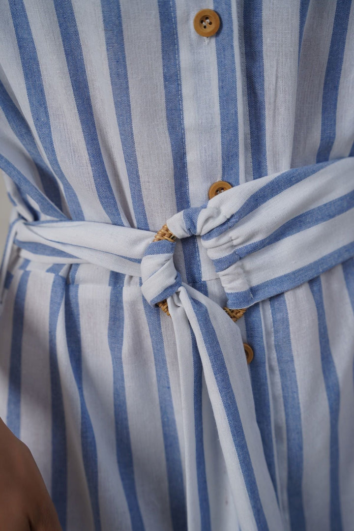 BLUE HOLIDAY LINEN DRESS