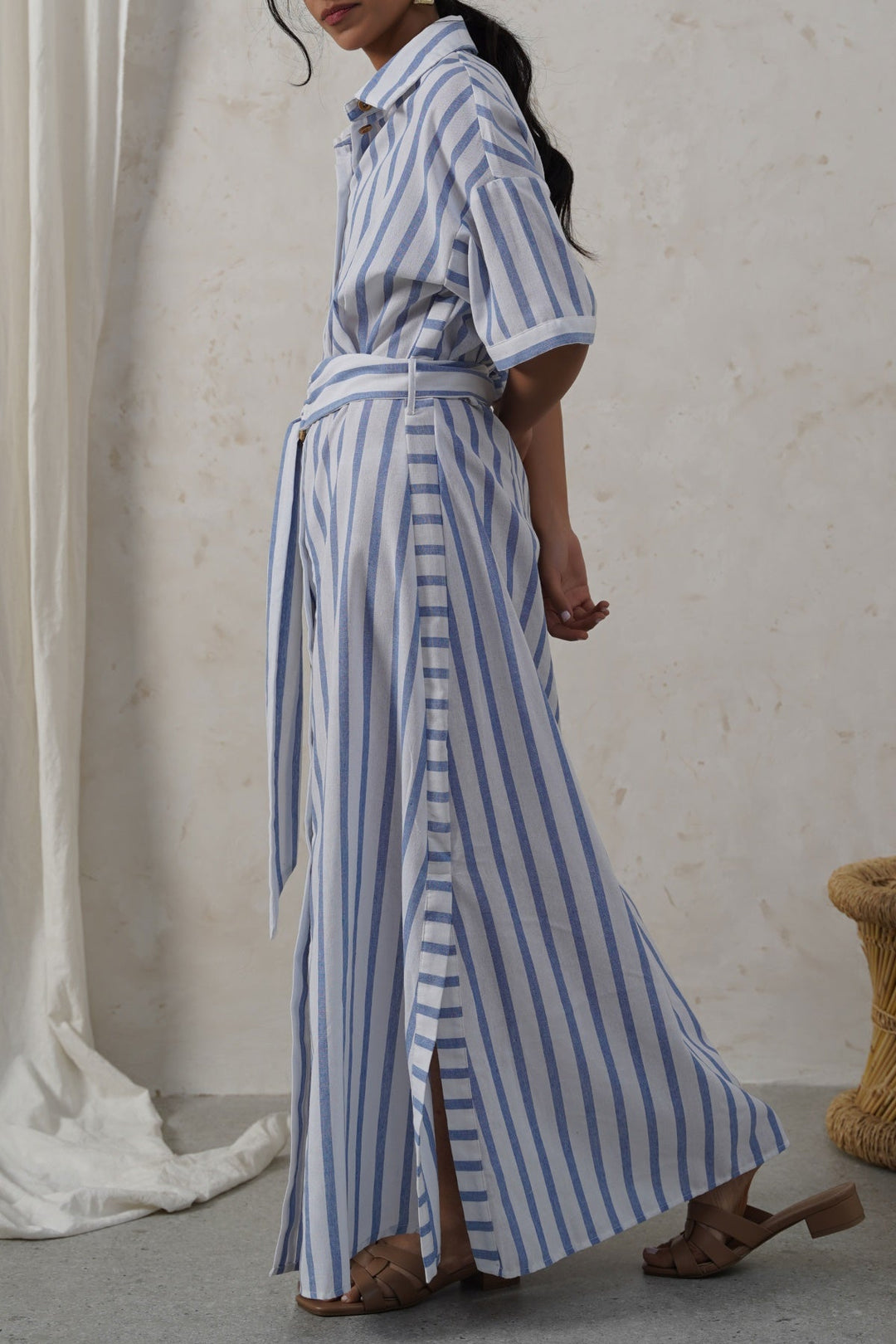 BLUE HOLIDAY LINEN DRESS