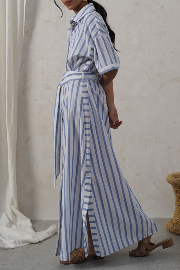 BLUE HOLIDAY LINEN DRESS